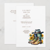 Invitation Cowboy Mariage Anniversaire Baby shower Retraite (Devant / Derrière)