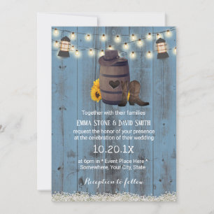 Invitation Cowboy Mariage Tournesol rustique Lanterne Dusty b