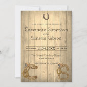 Invitation Cowboy moderne, Bois Jour de Mariage Rustique (Devant)