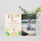 Invitation Cowboy Neutral Photo Sud Premier anniversaire (Debout devant)