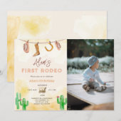 Invitation Cowboy Neutral Photo Sud Premier anniversaire (Devant / Derrière)