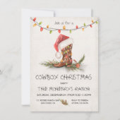 Invitation Cowboy Noël Russe Watercolor Party (Devant)