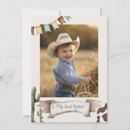 Invitation Cowboy occidental 2e Rodéo photo fête d'anniversai (Dos)