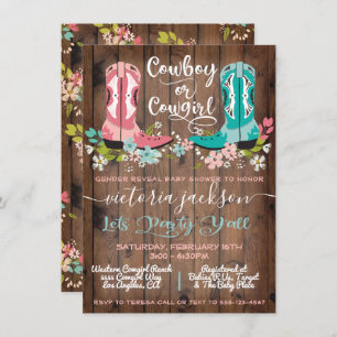 Invitation Cowboy ou Cowgirl Baby shower Genre Reveillez Invi