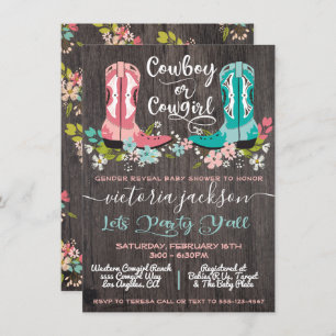 Invitation Cowboy ou Cowgirl Baby shower Sexe Révélation