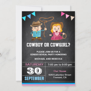 Invitation Cowboy ou Cowgirl Gender Revevela Party