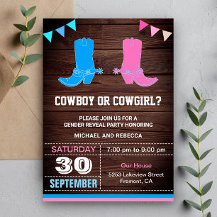 Invitation Cowboy ou Cowgirl Gender Revevela Party
