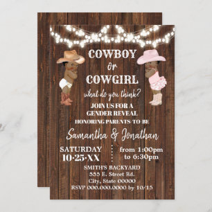 Invitation Cowboy ou Cowgirl Western Genre Reveal Douche