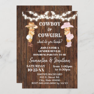 Invitation Cowboy ou Cowgirl Western Genre Reveal Douche