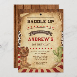 Invitation Cowboy personnalisé 2e anniversaire