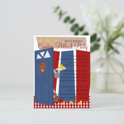 Invitation Cowboy Potluck Party (Debout devant)