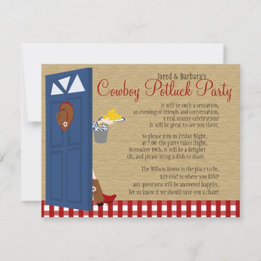 Invitation Cowboy Potluck Party (Devant)
