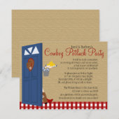 Invitation Cowboy Potluck Party (Devant / Derrière)