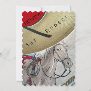 Invitation Cowboy pour enfants a casquette & équitation anniv