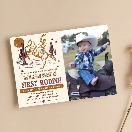Invitation Cowboy Premier Rodéo Western Photo Anniversaire