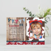 Invitation Cowboy Red Bandanna Western Thème Anniversaire (Debout devant)