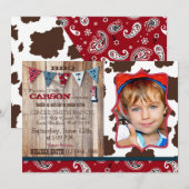 Invitation Cowboy Red Bandanna Western Thème Anniversaire (Devant / Derrière)