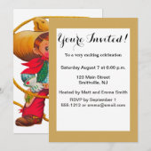 Invitation Cowboy Retro Boy Child Cute Western (Devant / Derrière)