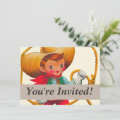 Invitation Cowboy Retro Boy Child Cute Western (Debout devant)