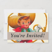 Invitation Cowboy Retro Boy Child Cute Western (Devant)
