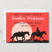 Invitation Cowboy Rides Horse au coucher du soleil Célébratio (Dos)