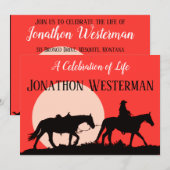 Invitation Cowboy Rides Horse au coucher du soleil Célébratio (Devant / Derrière)