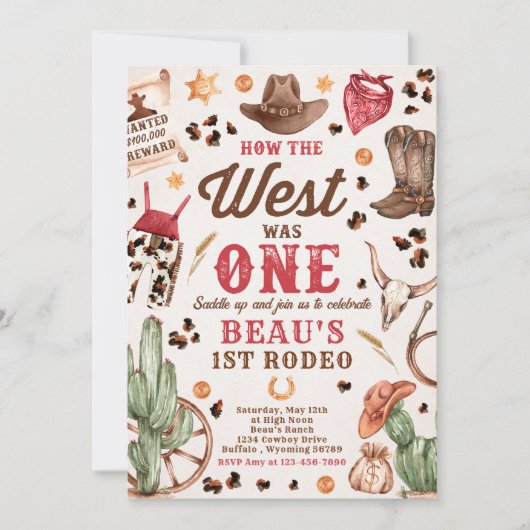 Invitation Cowboy Rodeo 1er Anniversaire Comment l'Occident é (Devant)