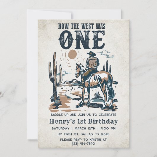 Invitation Cowboy Rodeo 1er Anniversaire Comment l'Occident é (Devant)