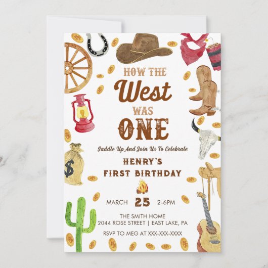 Invitation Cowboy Rodeo 1er Anniversaire Comment l'Occident é (Devant)