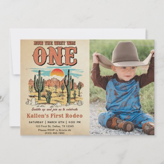 Invitation Cowboy Rodeo 1er Anniversaire Comment L'Occident É (Devant)
