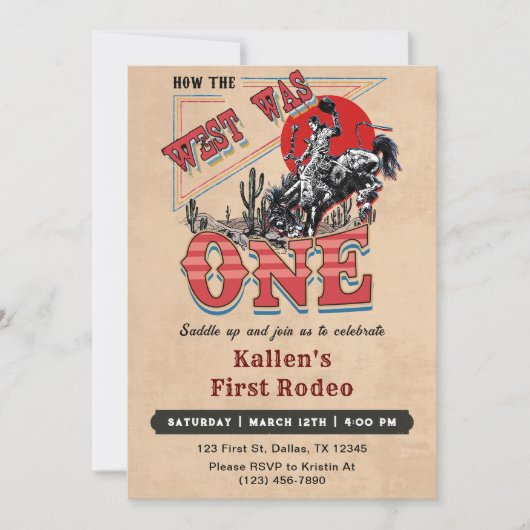 Invitation Cowboy Rodeo 1er Anniversaire Comment l'Occident é (Devant)