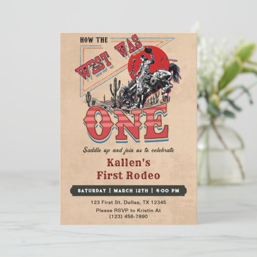 Invitation Cowboy Rodeo 1er Anniversaire Comment l'Occident é (Debout devant)