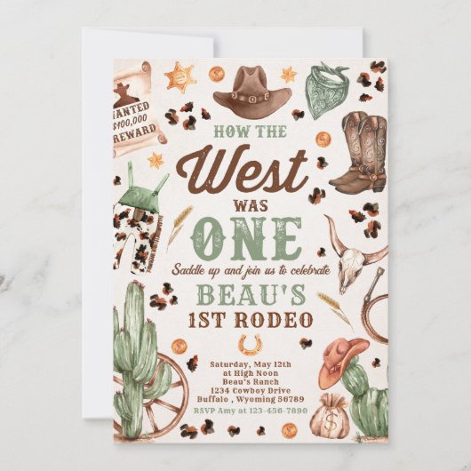 Invitation Cowboy Rodeo 1er Anniversaire Comment l'Occident é (Devant)