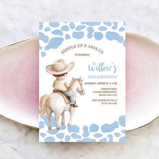 Invitation Cowboy Rodeo Blue Birthday