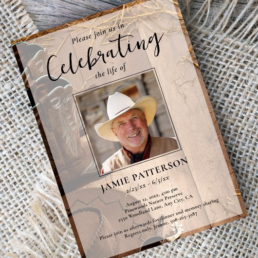 Invitation Cowboy Rodeo Celebration of Life, Funeral Photo