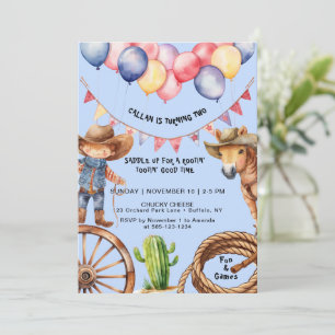 Invitation Cowboy Rootin'Rootin' Heure Anniversaire Invitatio