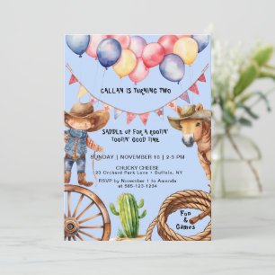 Invitation Cowboy Rootin'Rootin' Heure Anniversaire Invitatio
