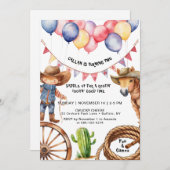 Invitation Cowboy Rootin'Rootin' Heure Anniversaire Invitatio (Devant / Derrière)