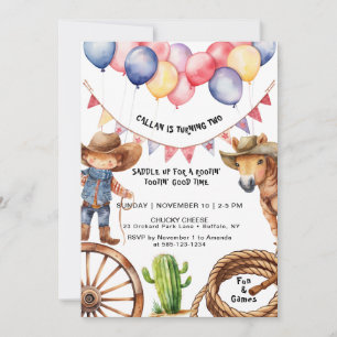Invitation Cowboy Rootin'Rootin' Heure Anniversaire Invitatio