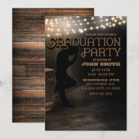 Cowboy Rustic Country Saloon Pub Graduation Party