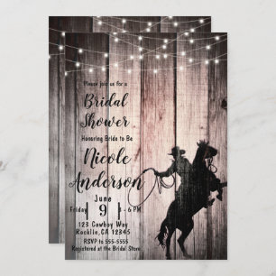 Invitation Cowboy Rustic Wood Barn Country Fête de l'mariée