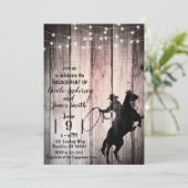 Invitation Cowboy Rustic Wood Grange Pays Fiançailles Douche (Debout devant)