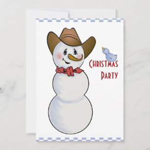 Invitation Cowboy Snowman en Bandana rouge
