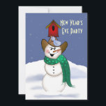 Invitation Cowboy Snowman fête de la Saint-Sylvestre<br><div class="desc">J'ai joué avec mon Cowboy Snowman pour créer cette nouvelle édition avec un oiseau rouge,  la neige et le ciel étoilé.</div>