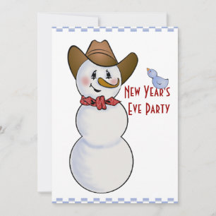 Invitation Cowboy Snowman Nouvel An