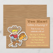 Invitation Cowboy sur un bâton de poney thème Anniversaire (Devant / Derrière)