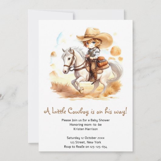 Invitation Cowboy Tales : Rustic Wild West Baby shower (Devant)