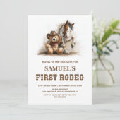 Invitation Cowboy Teddy Bear First Rodeo Birthday Party (Debout devant)