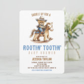 Invitation Cowboy Teddy Bear Southern Western Baby shower (Debout devant)
