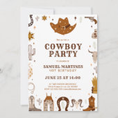 Invitation Cowboy Theme Anniversaire de enfant Party (Devant)